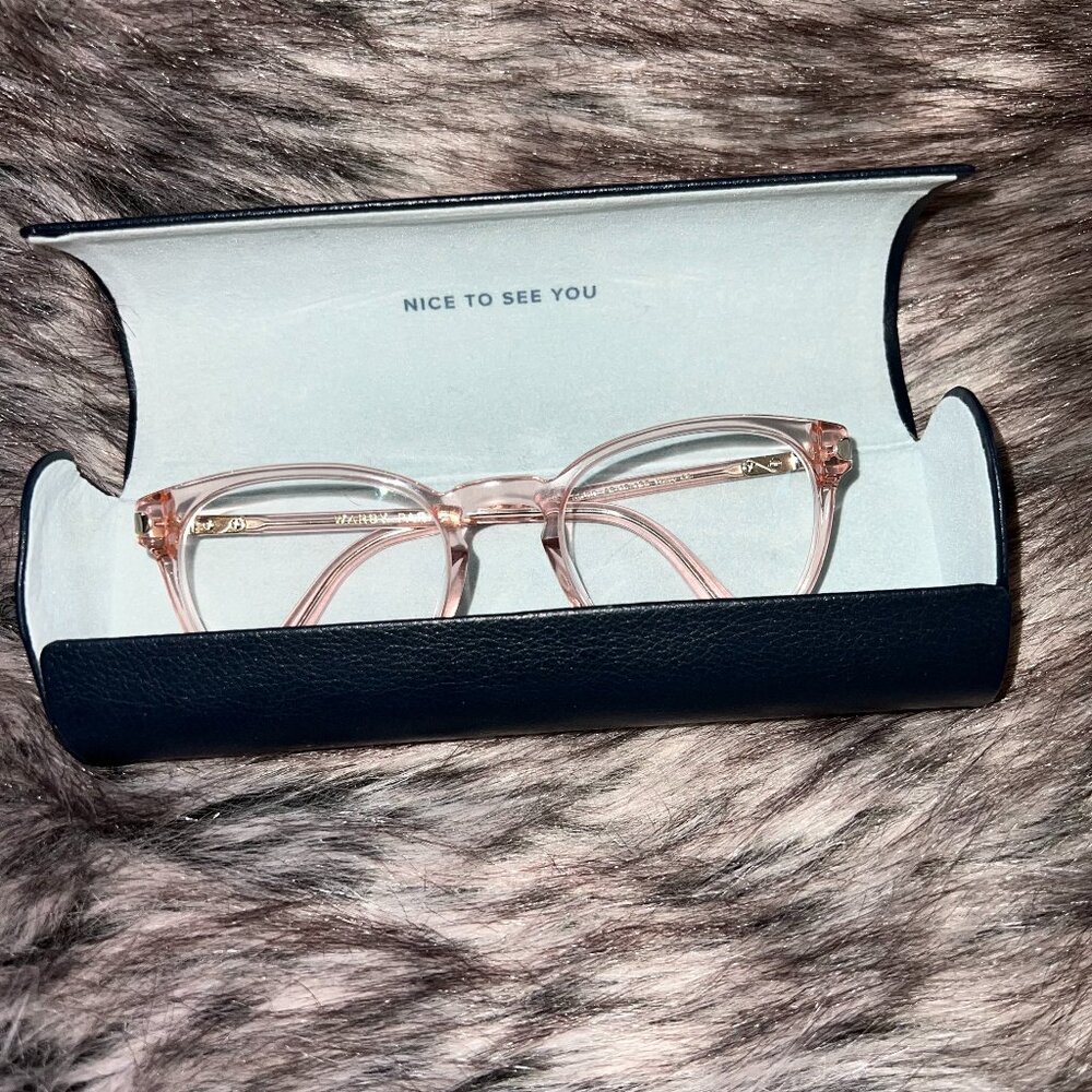 Warby Parker Glasses, Light rose/pink color with case - Picture 2 of 4